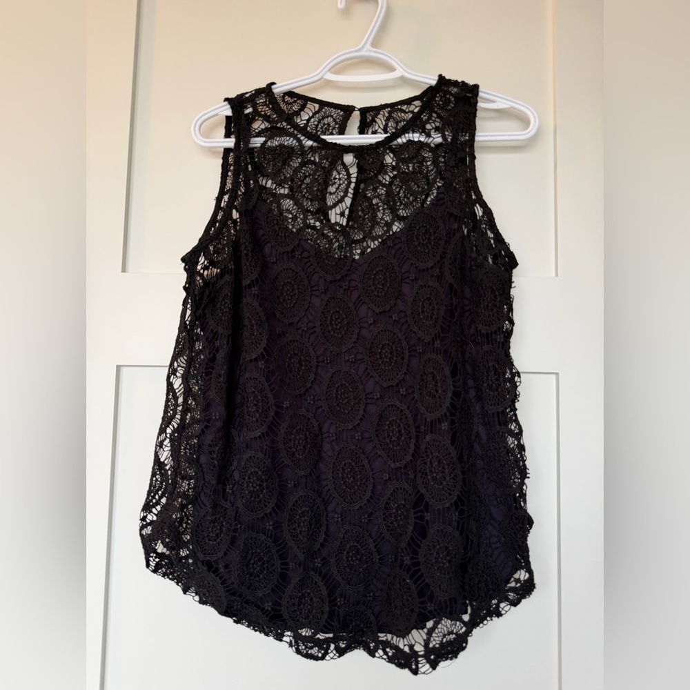 Black Lace Sleeveless Blouse